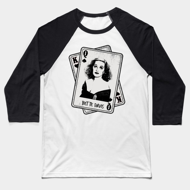 Retro Bette Davis Card Style Baseball T-Shirt by Slepet Anis